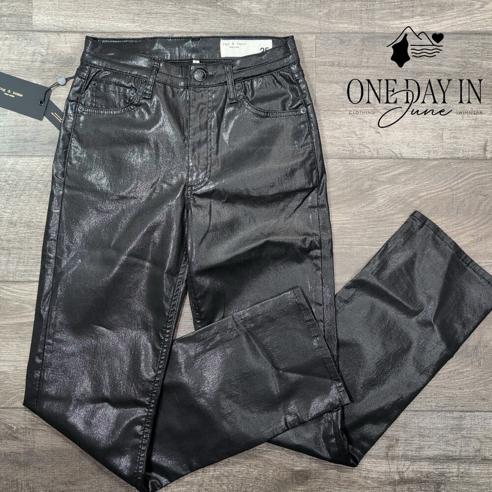 Rag & Bone The Harlow Mid Rise Straight Coated Denim Jeans Size 0 (25)